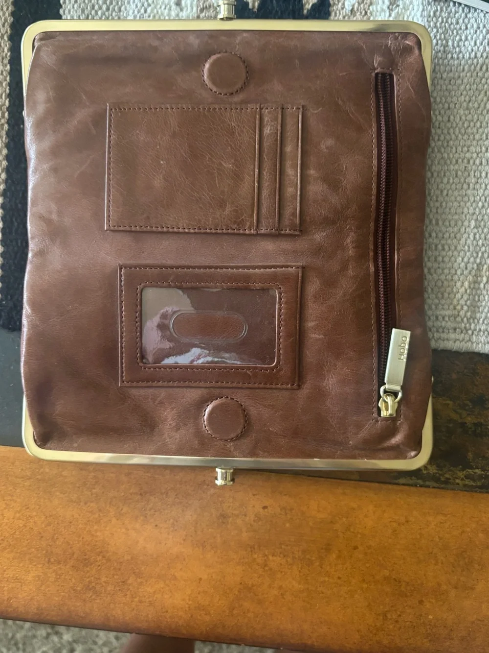 HOBO Brown Patchwork Leather & Snakeskin-Print Clutch